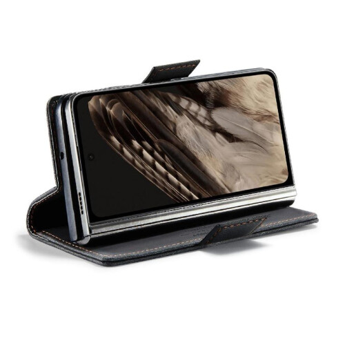 (Black) Rfid Blocking Case for Google Pixel Fold Kickstand Magnetic Rfid Blocking Protective Cover Pu Leather Card Holder 1