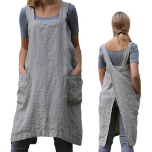 (2XL, One size) Gardening Apron Women's Cross Back Apron With Pockets Japanese Apron For Work Gardening Cooking Painting Baking NIUNIU