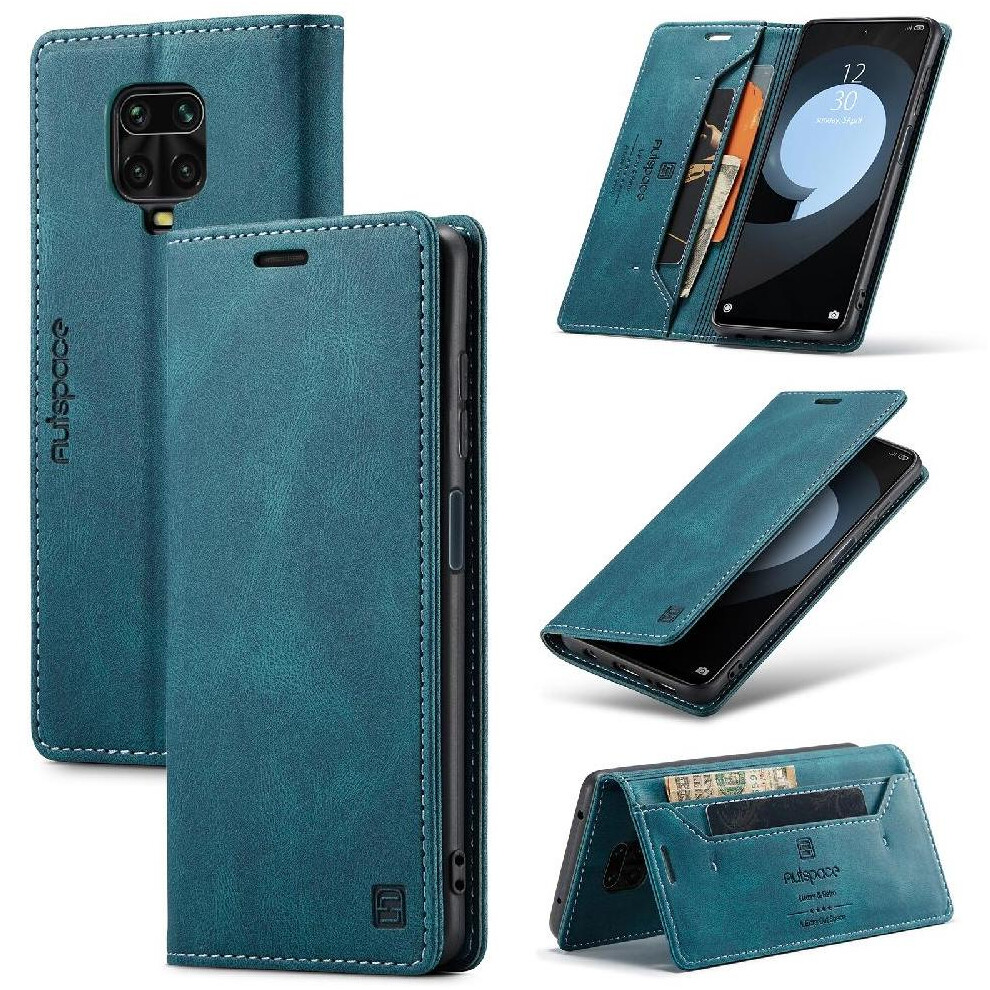 (Blue) Rfid Blocking Case For Xiaomi Redmi Note 9S Card Holder Protective Cover Kickstand Magnetic Pu Leather Rfid Blocking Blue 764549465873