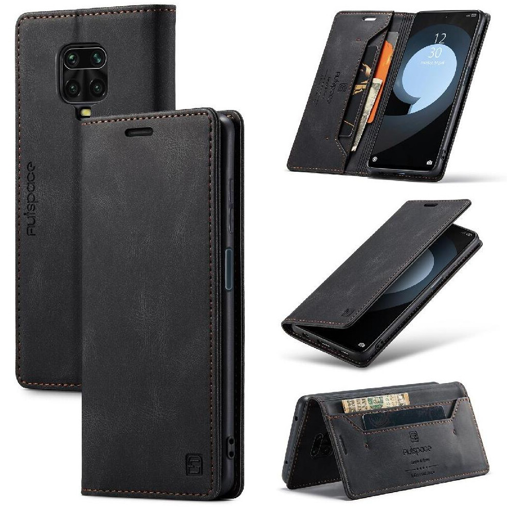 (Black) Rfid Blocking Case For Xiaomi Redmi Note 9S Card Holder Protective Cover Kickstand Magnetic Pu Leather Rfid Blocking Black 764549465897