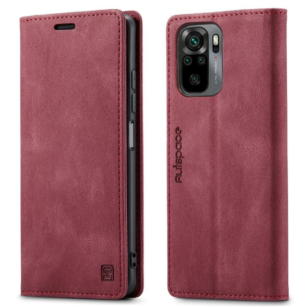 (Red) Rfid Blocking Case For Xiaomi Mi Note 10 4G Rfid Blocking Protective Cover Card Holder Kickstand Magnetic Pu Leather Red 764549465903