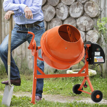 63L Portable Cement Mixer With Wheels, Orange