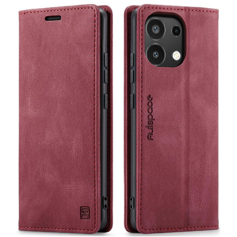 (Red) Rfid Blocking Case For Xiaomi Mi Note 13 4G Pu Leather Kickstand Magnetic Rfid Blocking Card Holder Protective Cover Red 764549466542