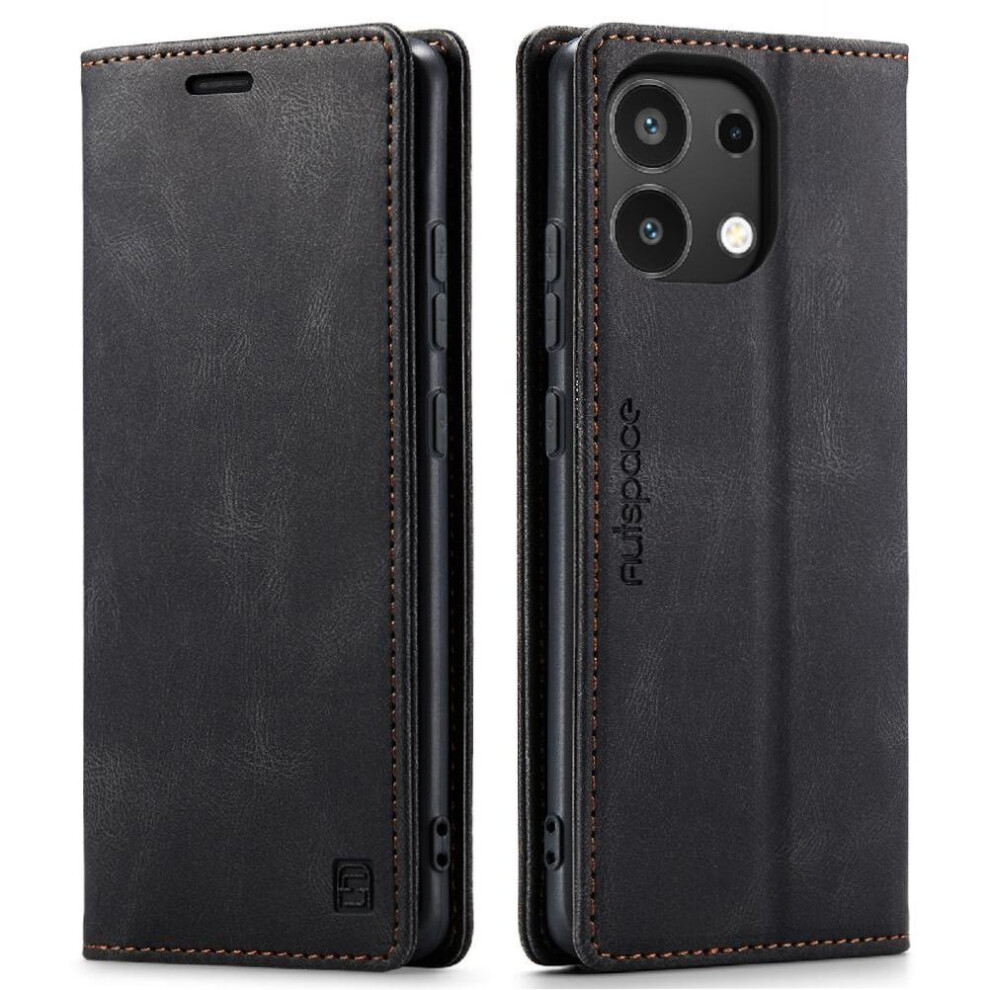 (Black) Rfid Blocking Case For Xiaomi Redmi Note 13 4G Pu Leather Kickstand Magnetic Rfid Blocking Card Holder Protective Cover Black 764549466573
