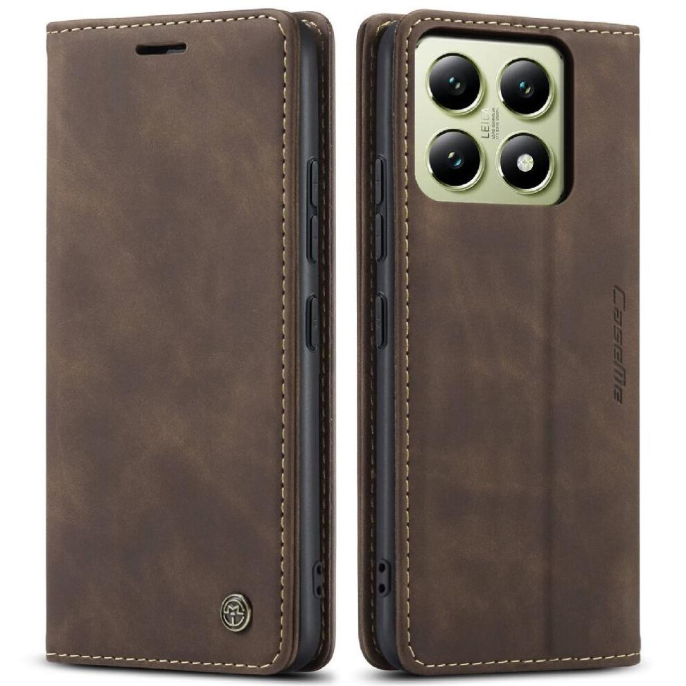 (Brown) Flip Case For Xiaomi 14T Case Card Slot Kickstand Magnetic Closure Shockproof Flip Folio Book Vintage Pu Leather Wallet Brown 764549467815