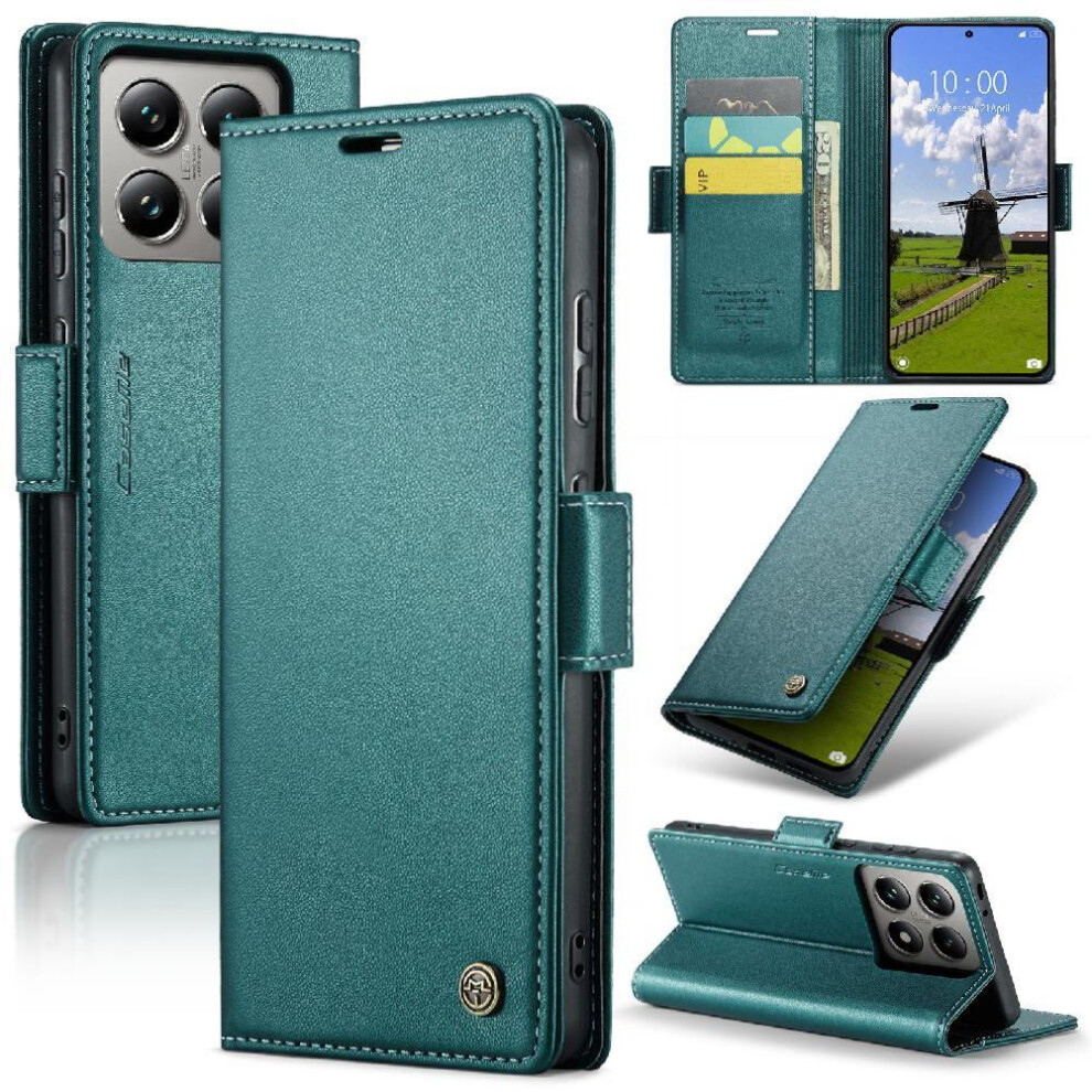 (Green) Flip Case For Xiaomi 14T Pro Card Slot Kickstand Anti Fraud Wallet Case Shockproof Case Green 764549467839