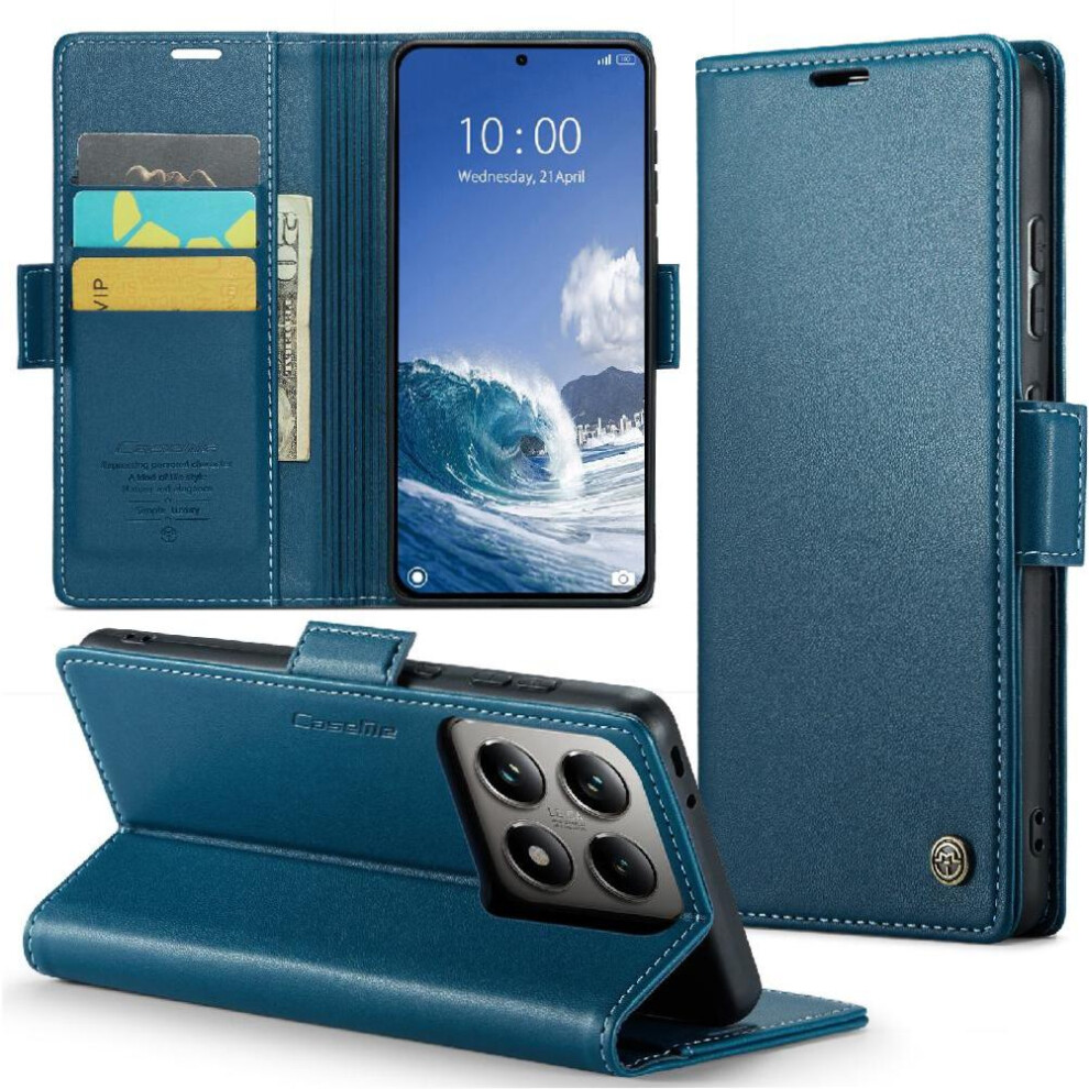 (Blue) Flip Case For Xiaomi 14T Card Slot Anti Fraud Wallet Case Shockproof Case Kickstand Blue 764549467907