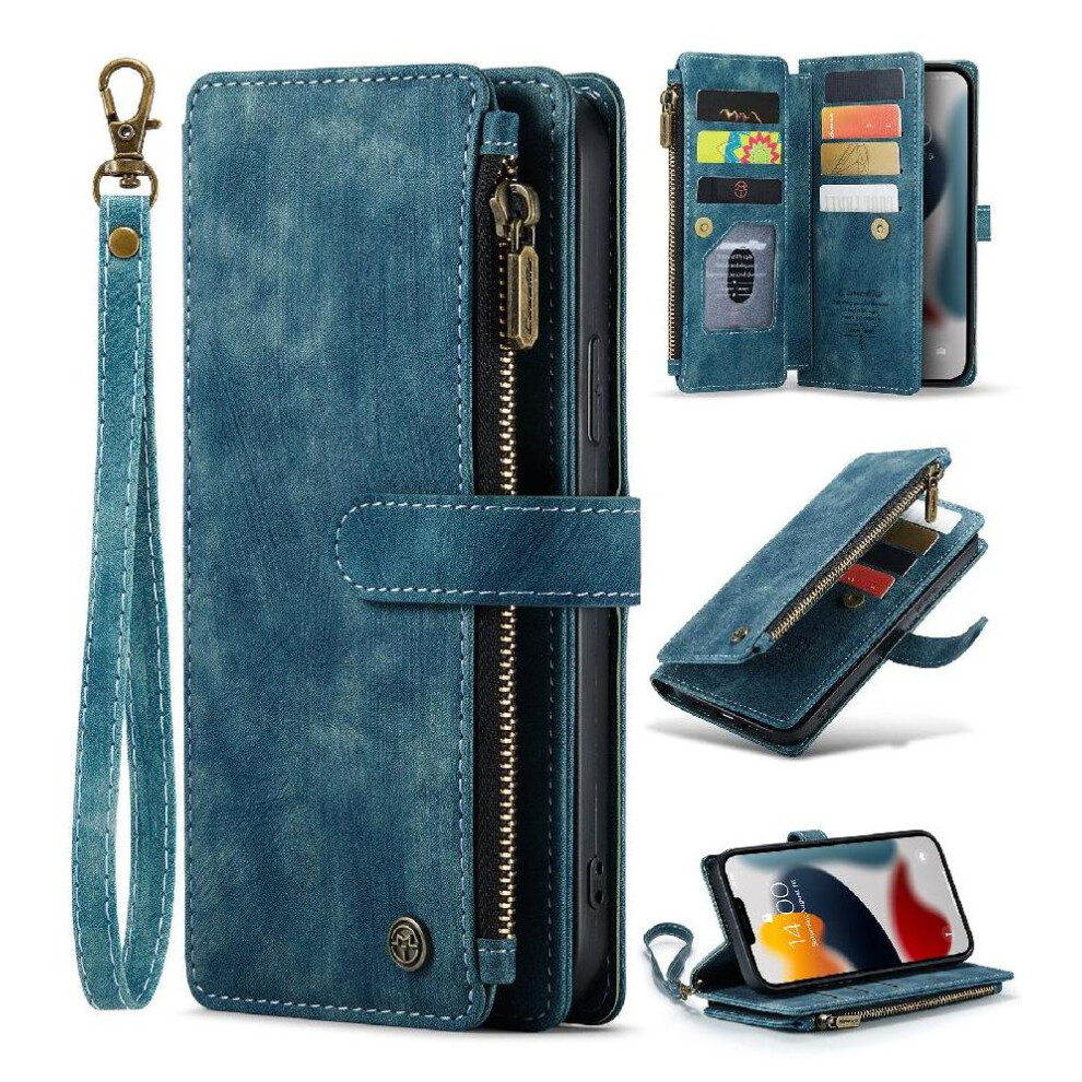 (Blue) Flip Case For Iphone 12 Promax Drivers License Card Slots Drivers License Card Slots With Card Holder Blue 764549468249