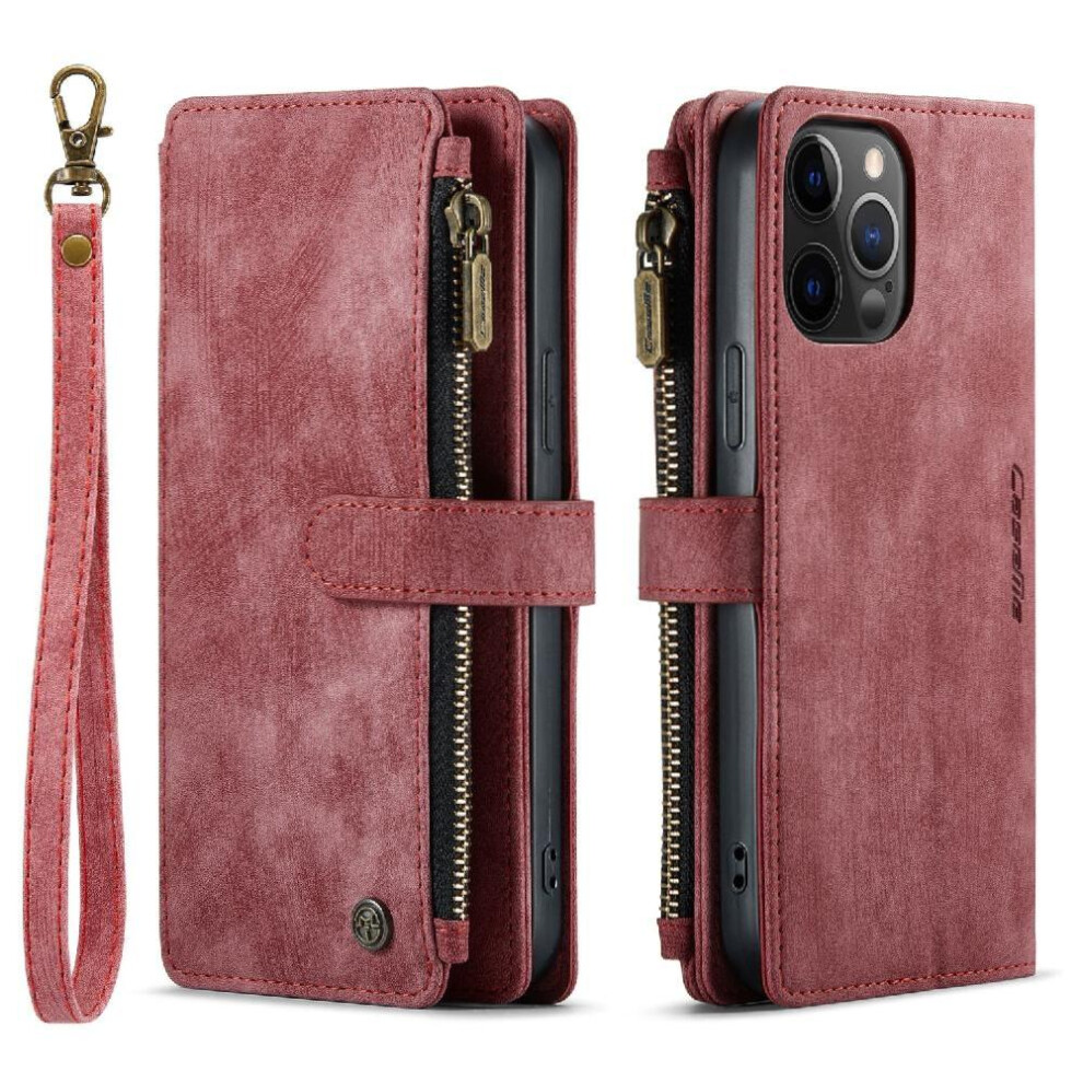 (Red) Flip Case For Iphone 12 Promax Drivers License Card Slots Drivers License Card Slots With Card Holder Red 764549468218