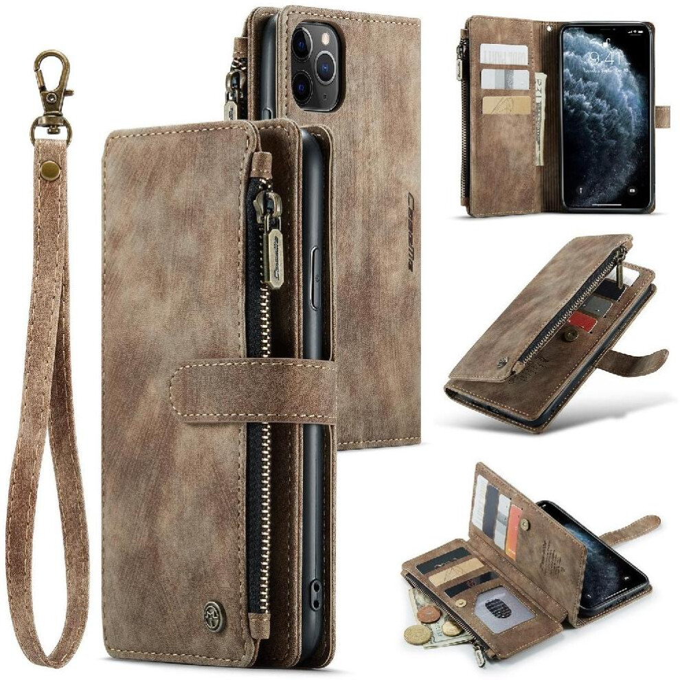 (Brown) Flip Case For Iphone 11 Promax Drivers License Card Slots Drivers License Card Slots With Card Holder Brown 764549468263