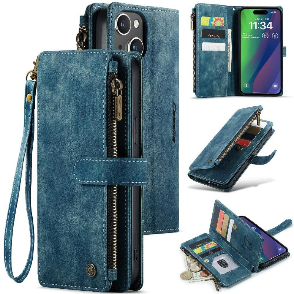 (Blue) Flip Case For Iphone 15Plus With Card Holder Drivers License Card Slots Drivers License Card Slots Blue 764549468362