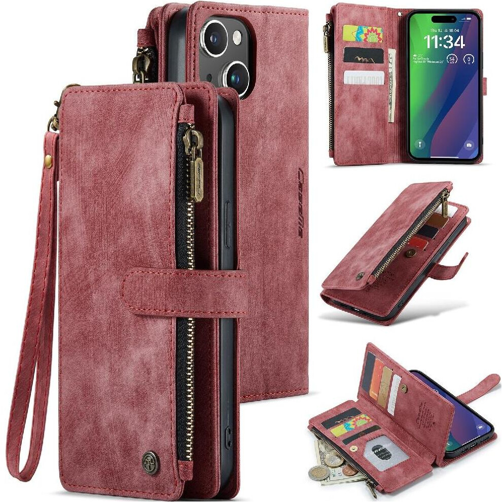 (Red) Flip Case For Iphone 15Plus With Card Holder Drivers License Card Slots Drivers License Card Slots Red 764549468331