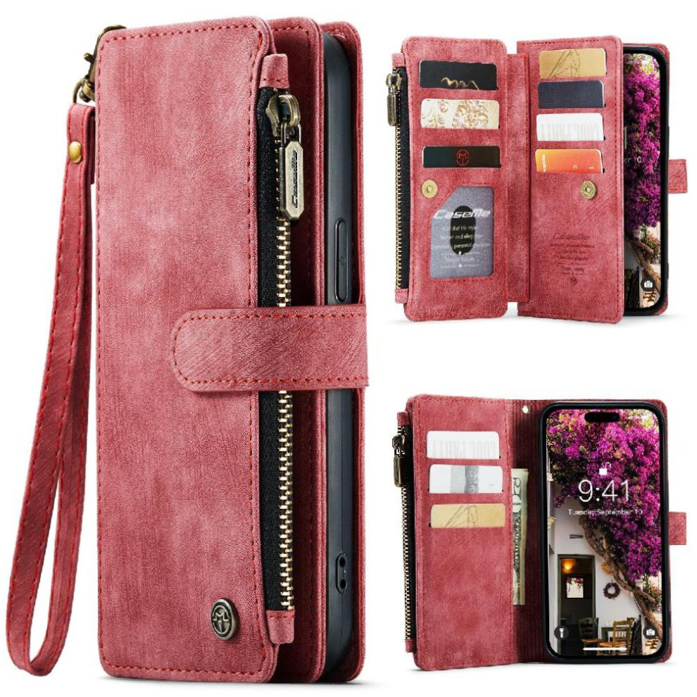 (Red) Flip Case For Iphone 14 Promax Drivers License Card Slots Drivers License Card Slots With Card Holder Red 764549468416