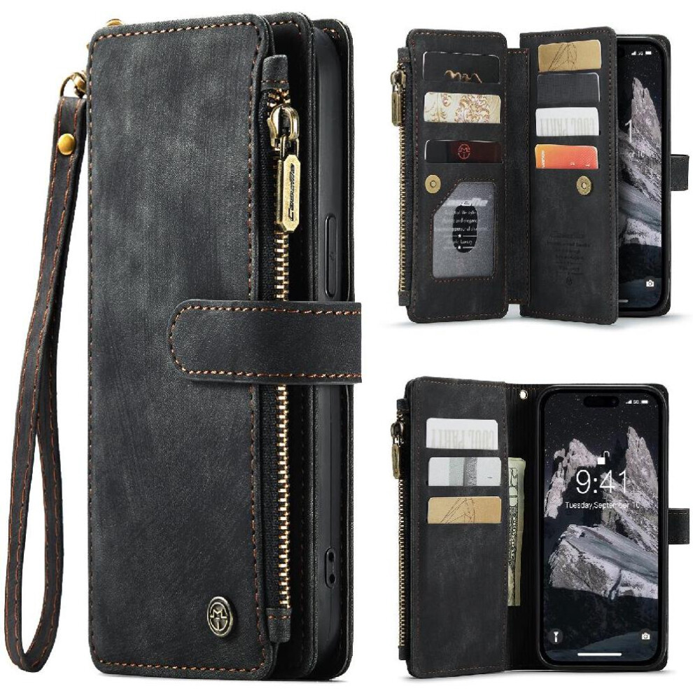 (Black) Flip Case For Iphone 14 Promax Drivers License Card Slots Drivers License Card Slots With Card Holder Black 764549468430