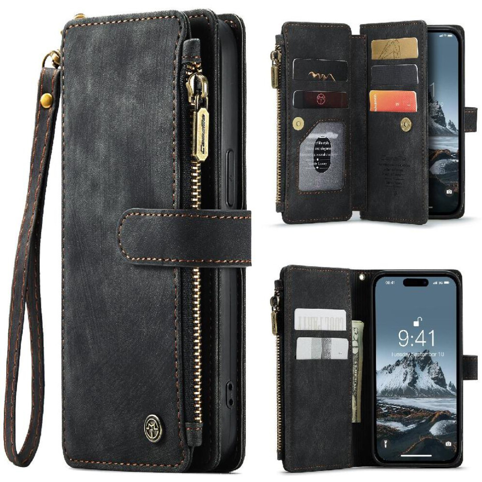 (Black) Flip Case For Iphone 14Pro Drivers License Card Slots Drivers License Card Slots With Card Holder Black 764549468478