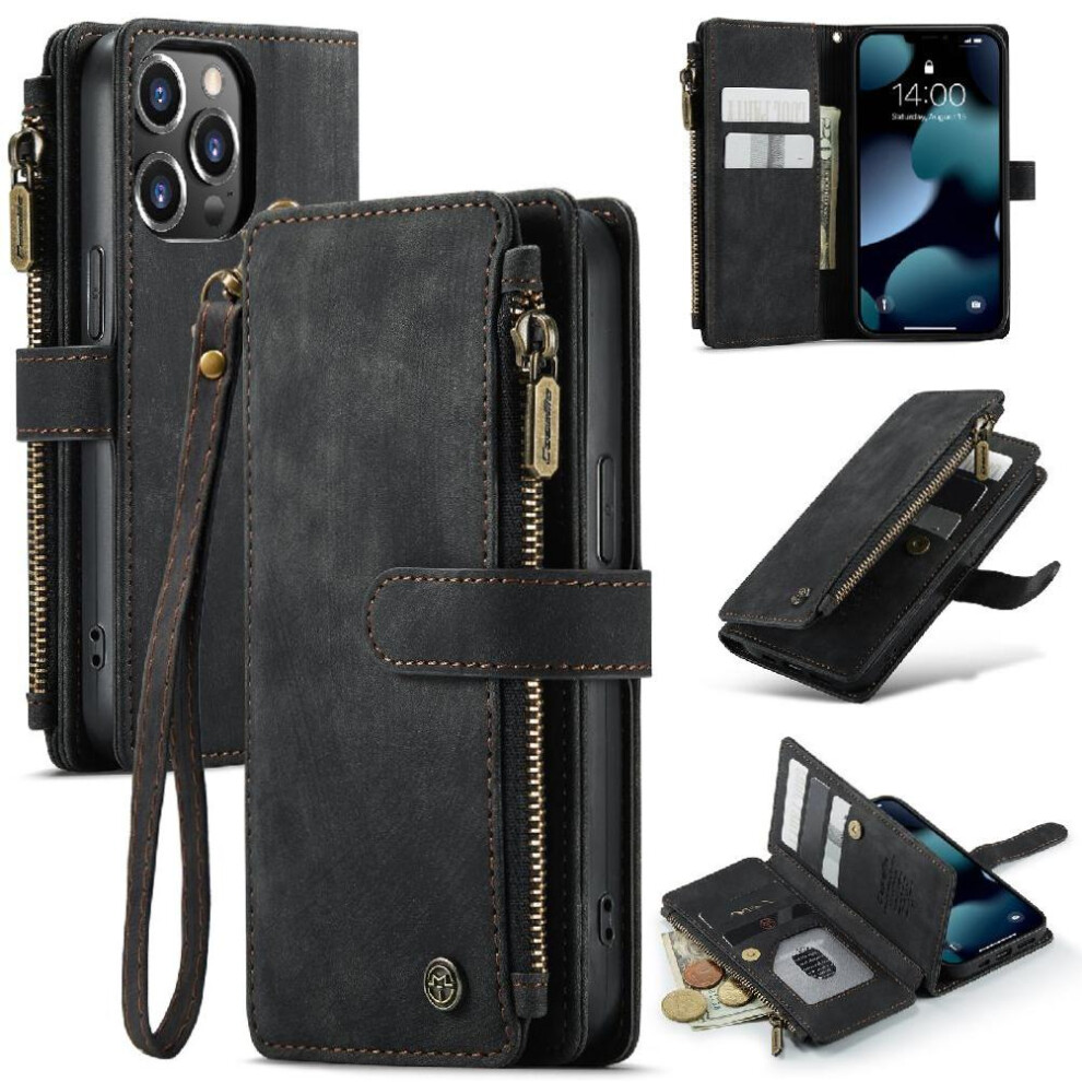 (Black) Flip Case For Iphone 13Pro Drivers License Card Slots Drivers License Card Slots With Card Holder Black 764549468515