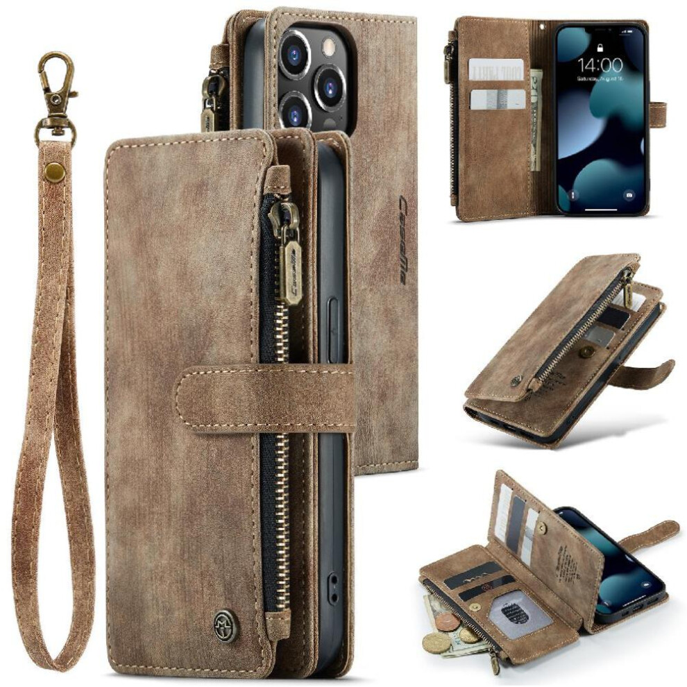 (Brown) Flip Case For Iphone 13Pro Drivers License Card Slots Drivers License Card Slots With Card Holder Brown 764549468508