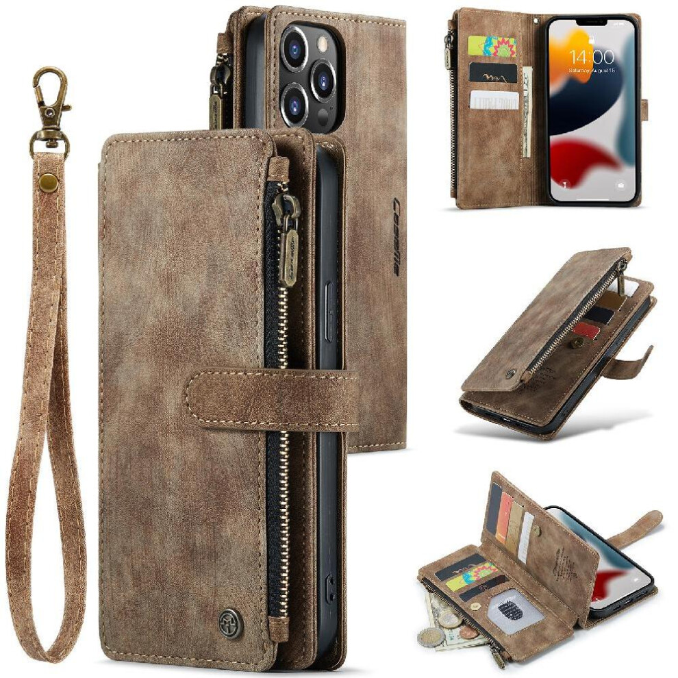 (Brown) Flip Case For Iphone 13 Promax Drivers License Card Slots Drivers License Card Slots With Card Holder Brown 764549468546