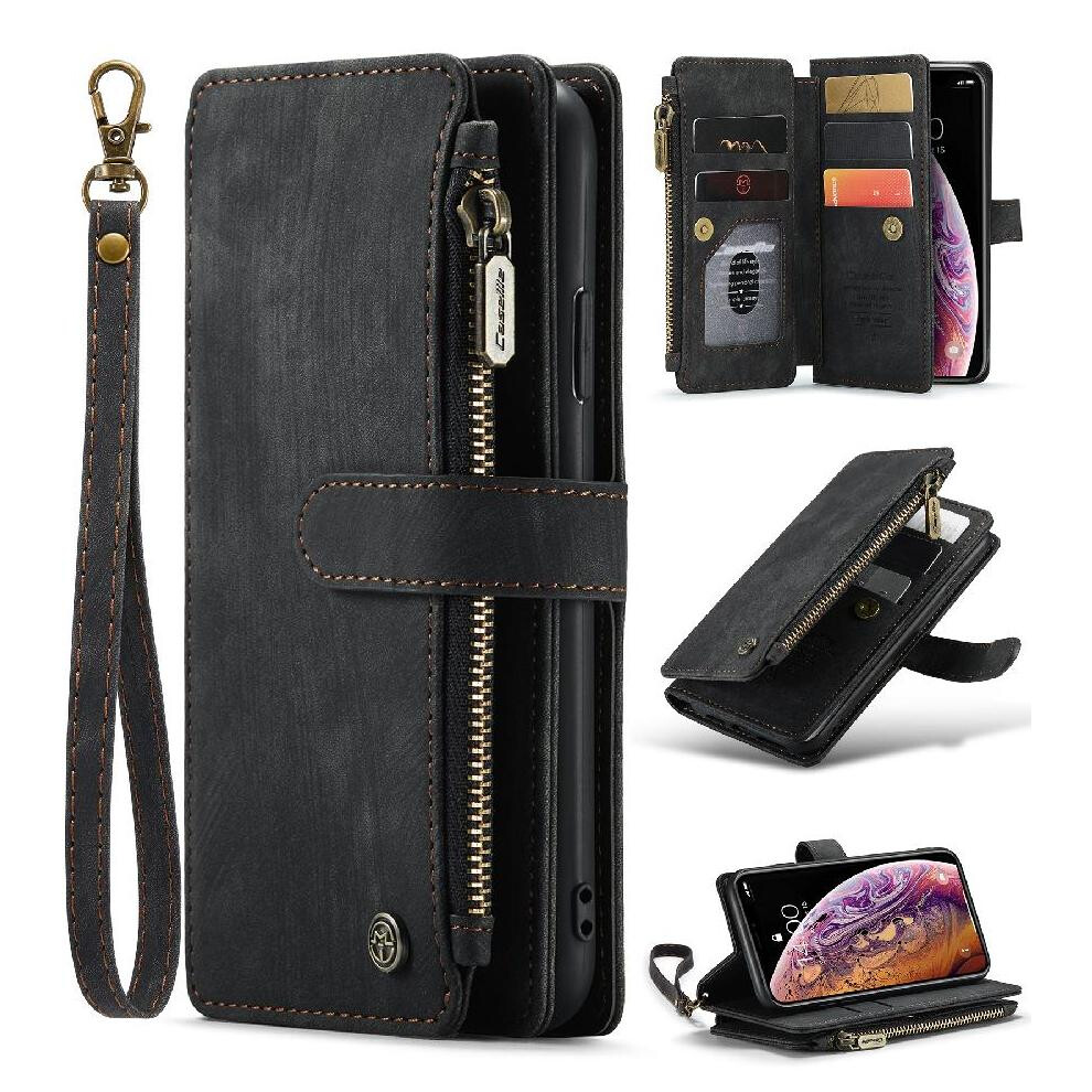 (Black) Flip Case For Iphone Xs Drivers License Card Slots With Card Holder Drivers License Card Slots Black 764549468591