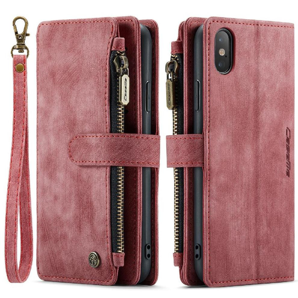 (Red) Flip Case For Iphone Xs Drivers License Card Slots With Card Holder Drivers License Card Slots Red 764549468577