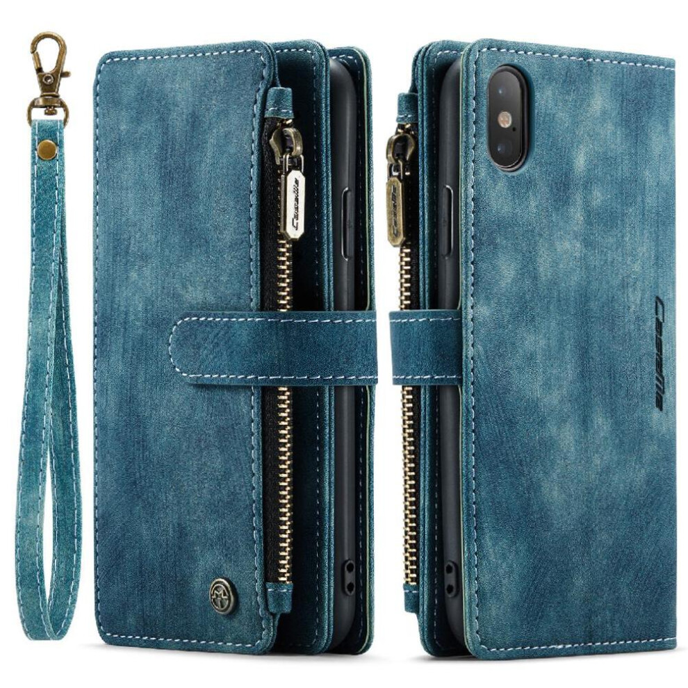 (Blue) Flip Case For Iphone Xs Drivers License Card Slots With Card Holder Drivers License Card Slots Blue 764549468607