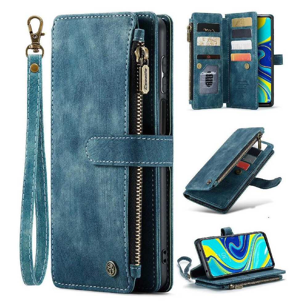 (Blue) Caseme Case For Xiaomi Redmi Note 9 Promax Drivers License Card Slots Drivers License Card Slots With Card Holder Blue 764549468805