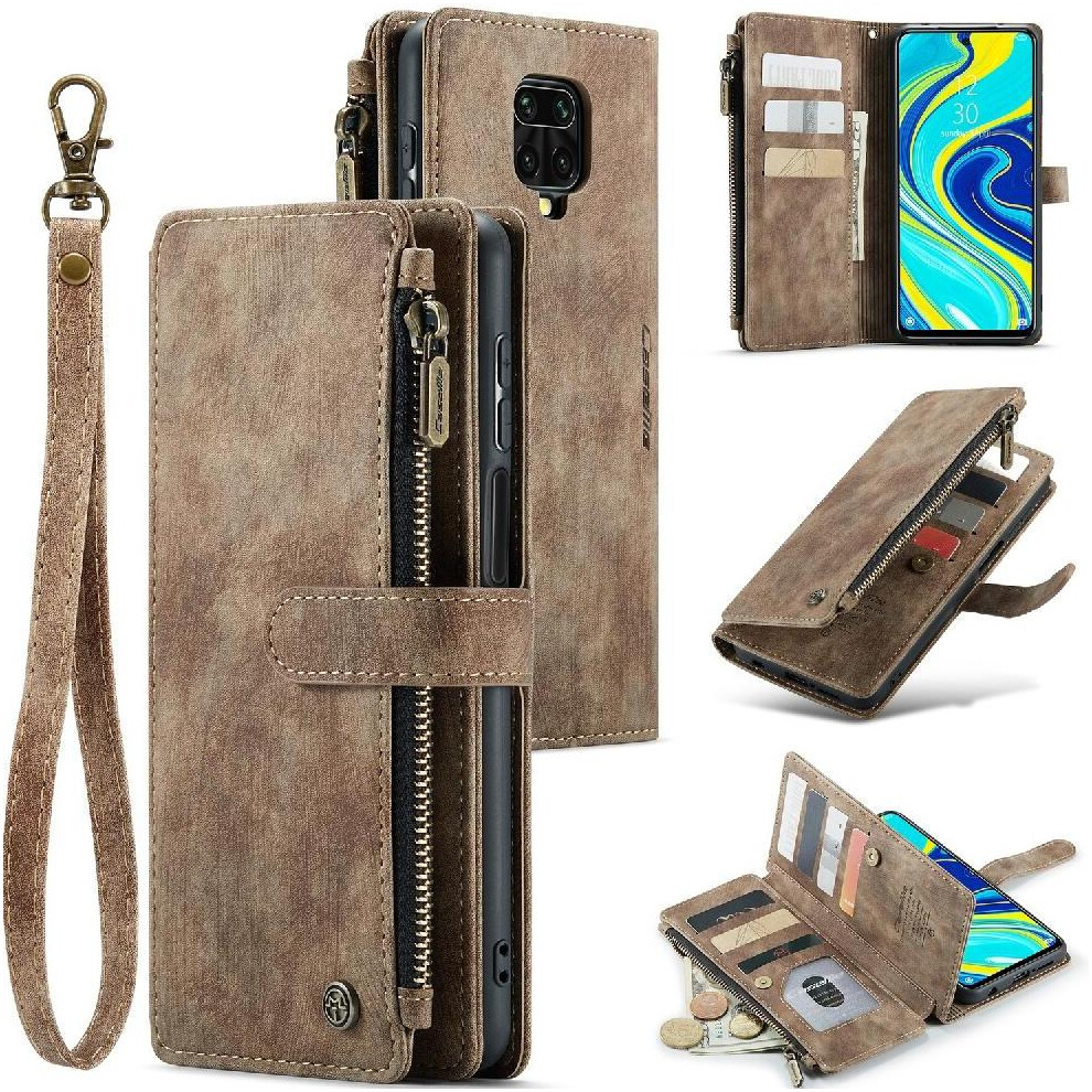 (Brown) Flip Case For Xiaomi Redmi Note 9 Pro 4G Drivers License Card Slots With Card Holder Drivers License Card Slots Brown 764549468829