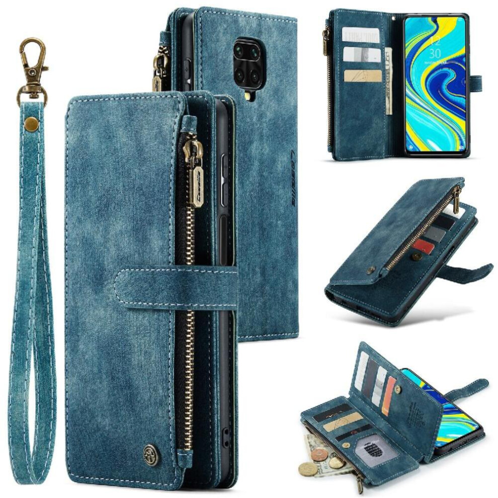 (Blue) Flip Case For Xiaomi Redmi Note 9 Pro 4G Drivers License Card Slots With Card Holder Drivers License Card Slots Blue 764549468843