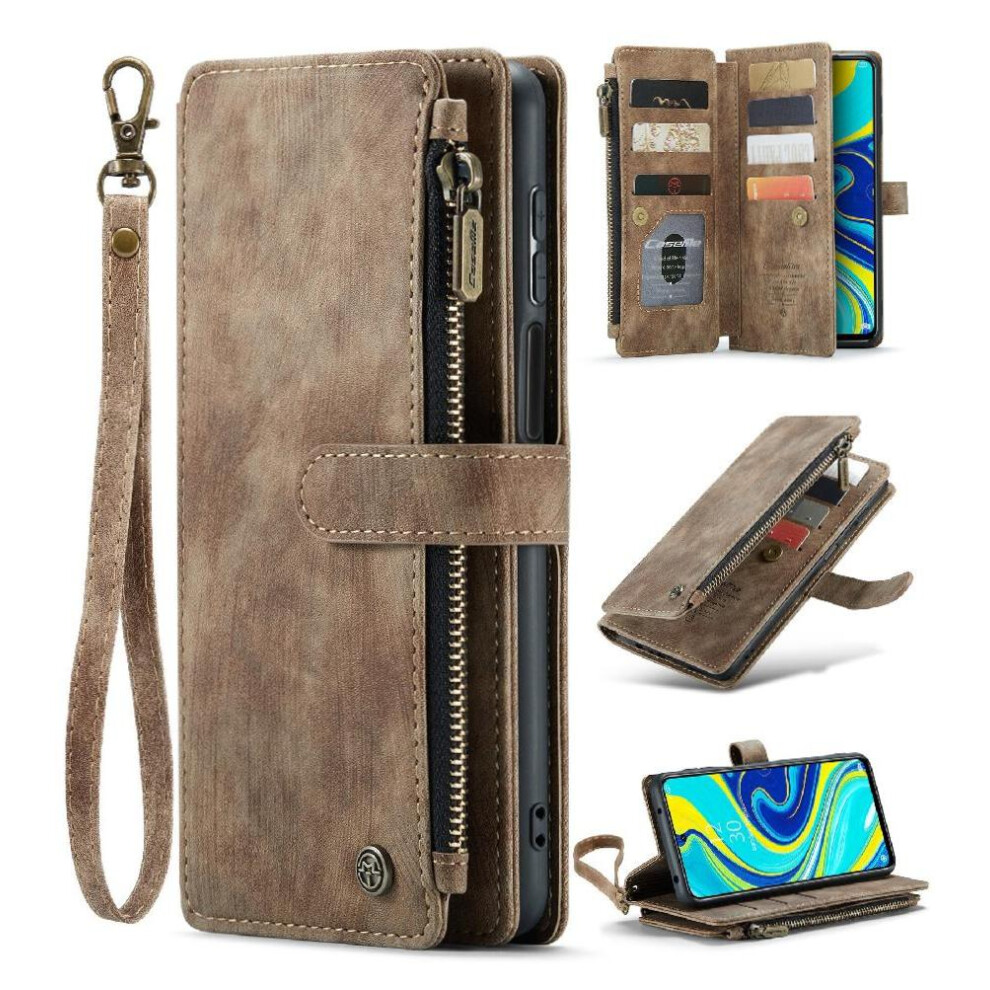 (Brown) Flip Case For Xiaomi Redmi Note 9S Drivers License Card Slots With Card Holder Drivers License Card Slots Brown 764549468867