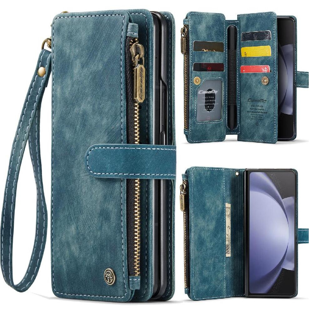 (Blue) Flip Case For Samsung Galaxy Z Fold5 Drivers License Card Slots Drivers License Card Slots With Card Holder Blue 764549469000