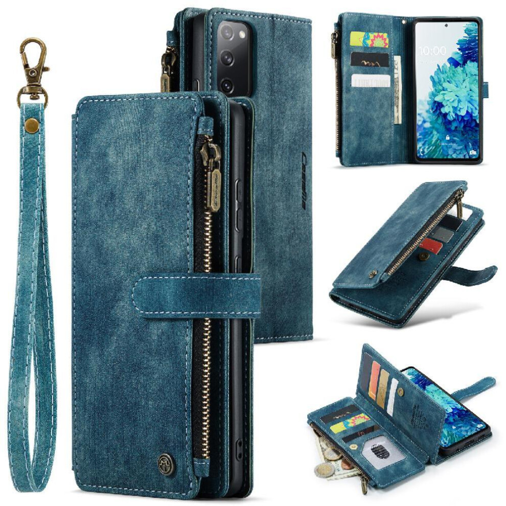 (Blue) Flip Case For Samsung Galaxy S20 Fe 5G Drivers License Card Slots Drivers License Card Slots With Card Holder Blue 764549469284