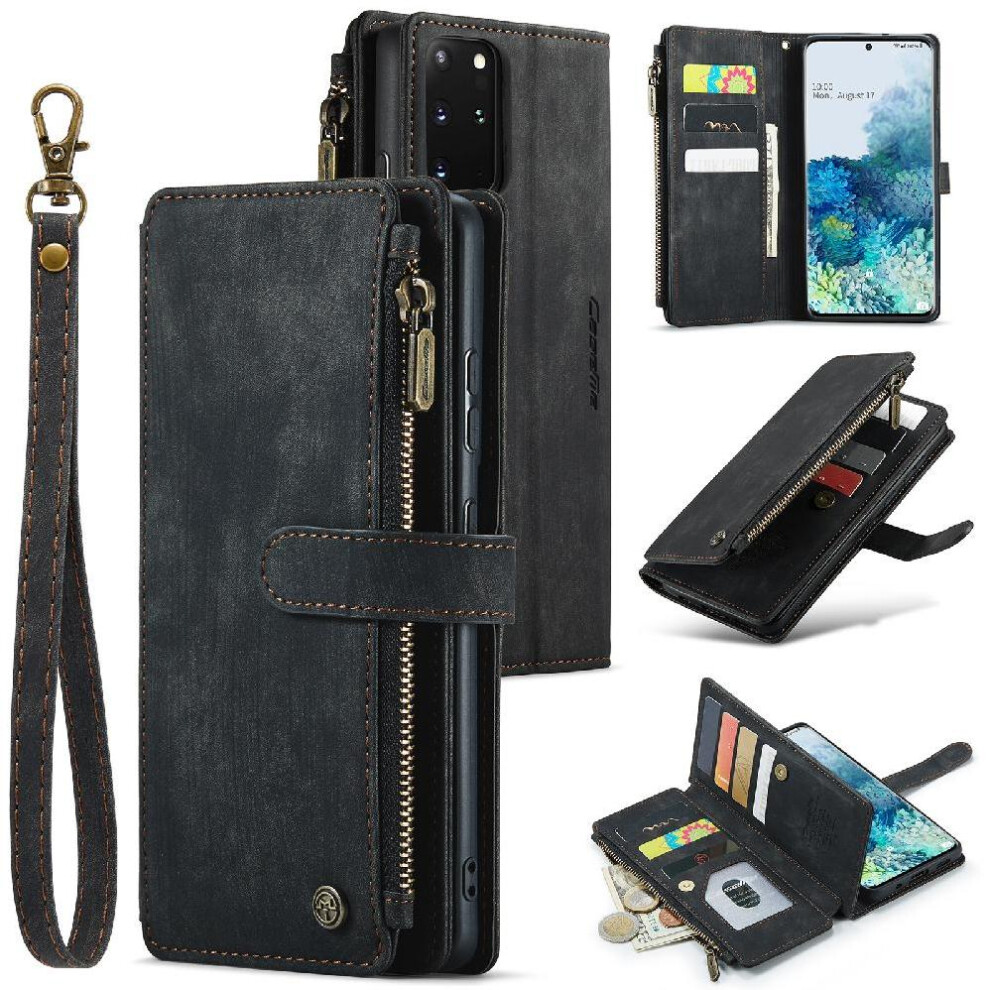 (Black) Flip Case For Samsung Galaxy S20 Plus 5G Drivers License Card Slots With Card Holder Drivers License Card Slots Black 764549469314