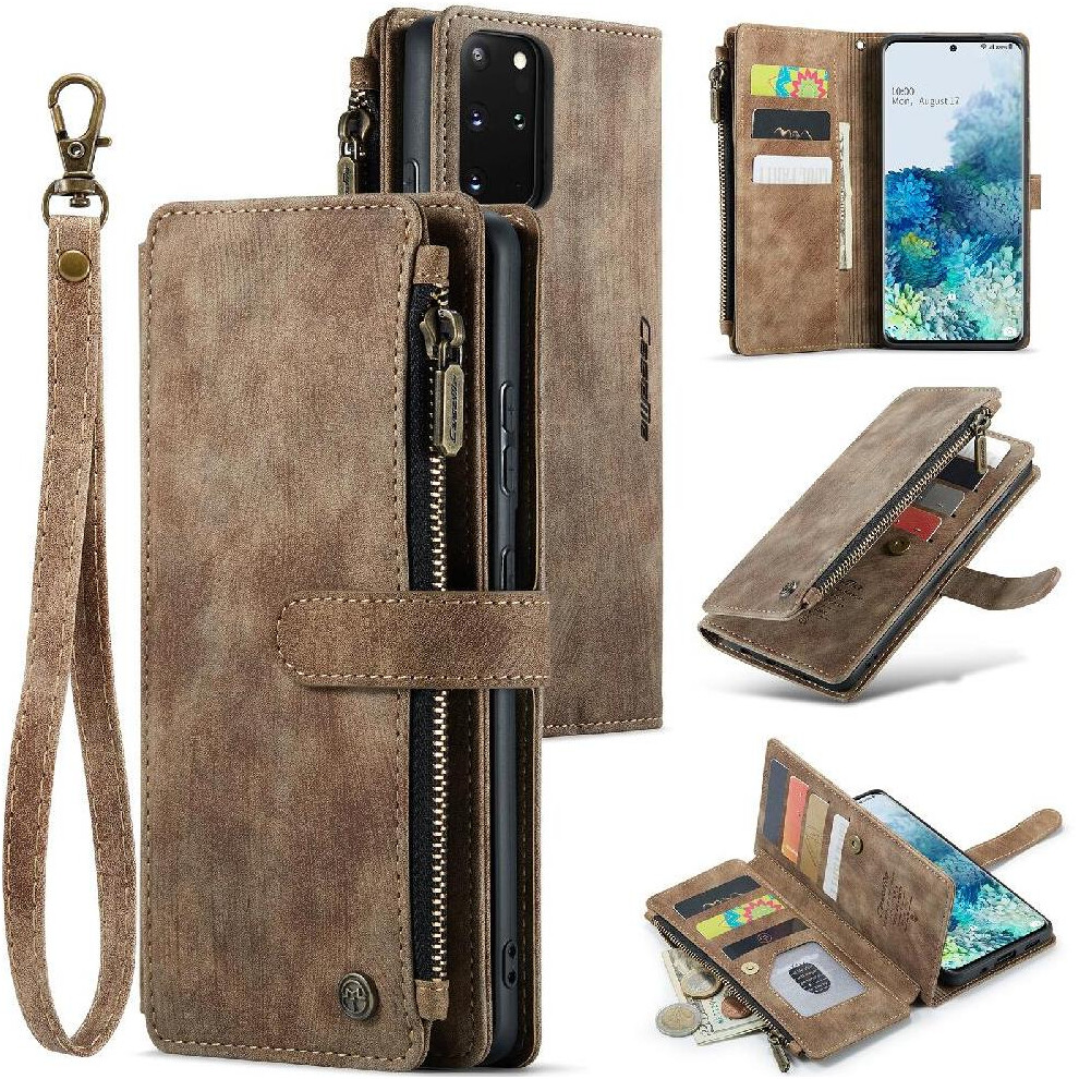 (Brown) Flip Case For Samsung Galaxy S20 Plus 5G Drivers License Card Slots With Card Holder Drivers License Card Slots Brown 764549469307