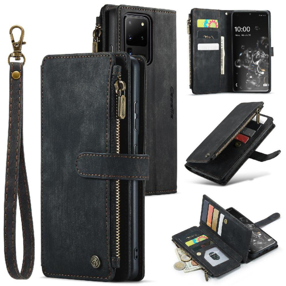 (Black) Flip Case For Samsung Galaxy S20 Ultra 5G Drivers License Card Slots With Card Holder Drivers License Card Slots Black 764549469352