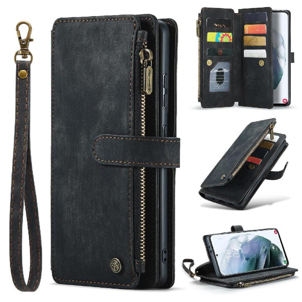 (Black) Flip Case For Samsung Galaxy S21 5G Drivers License Card Slots With Card Holder Drivers License Card Slots Black 764549469390