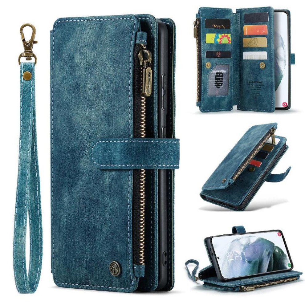 (Blue) Flip Case For Samsung Galaxy S21 5G Drivers License Card Slots With Card Holder Drivers License Card Slots Blue 764549469406