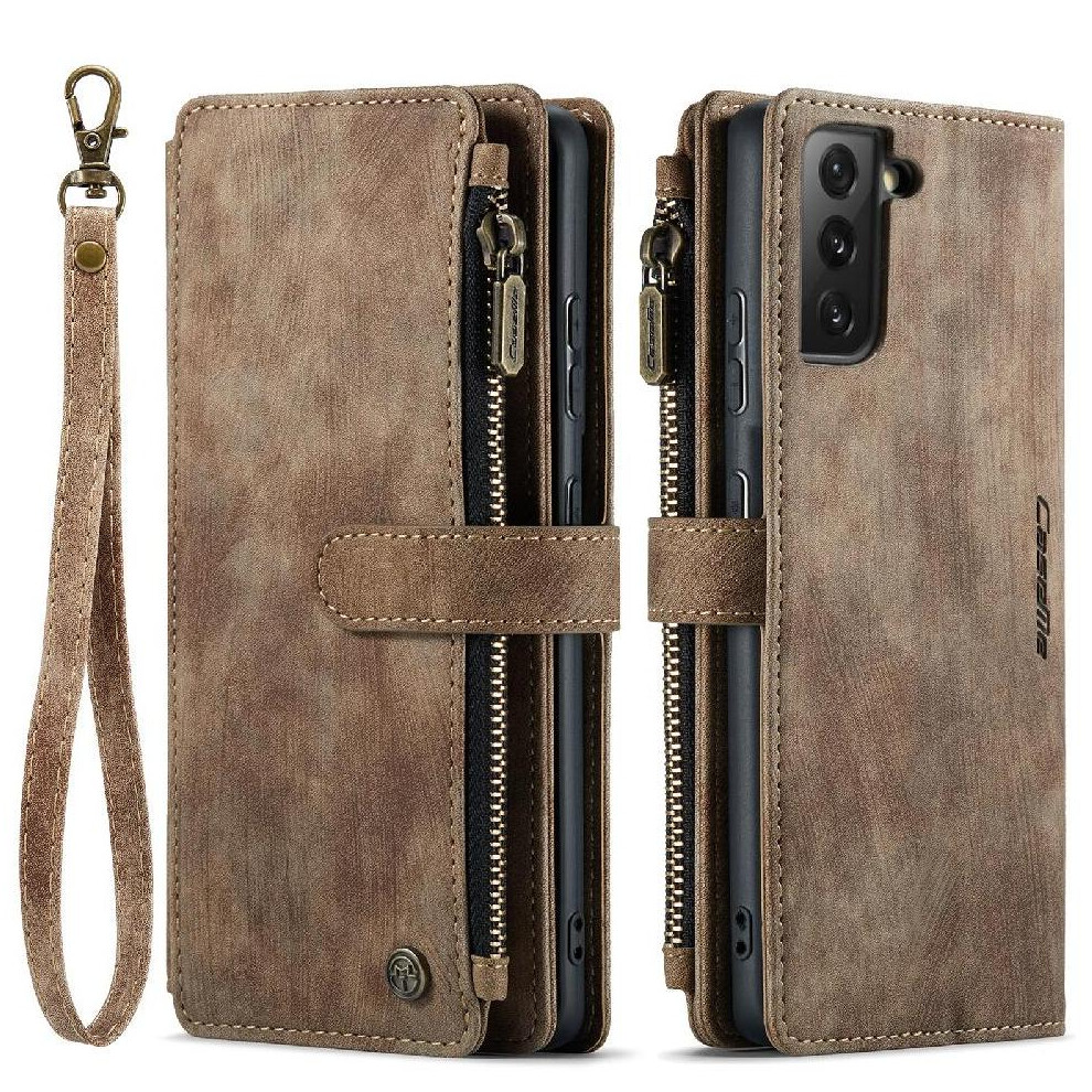 (Brown) Flip Case For Samsung Galaxy S21 5G Drivers License Card Slots With Card Holder Drivers License Card Slots Brown 764549469383