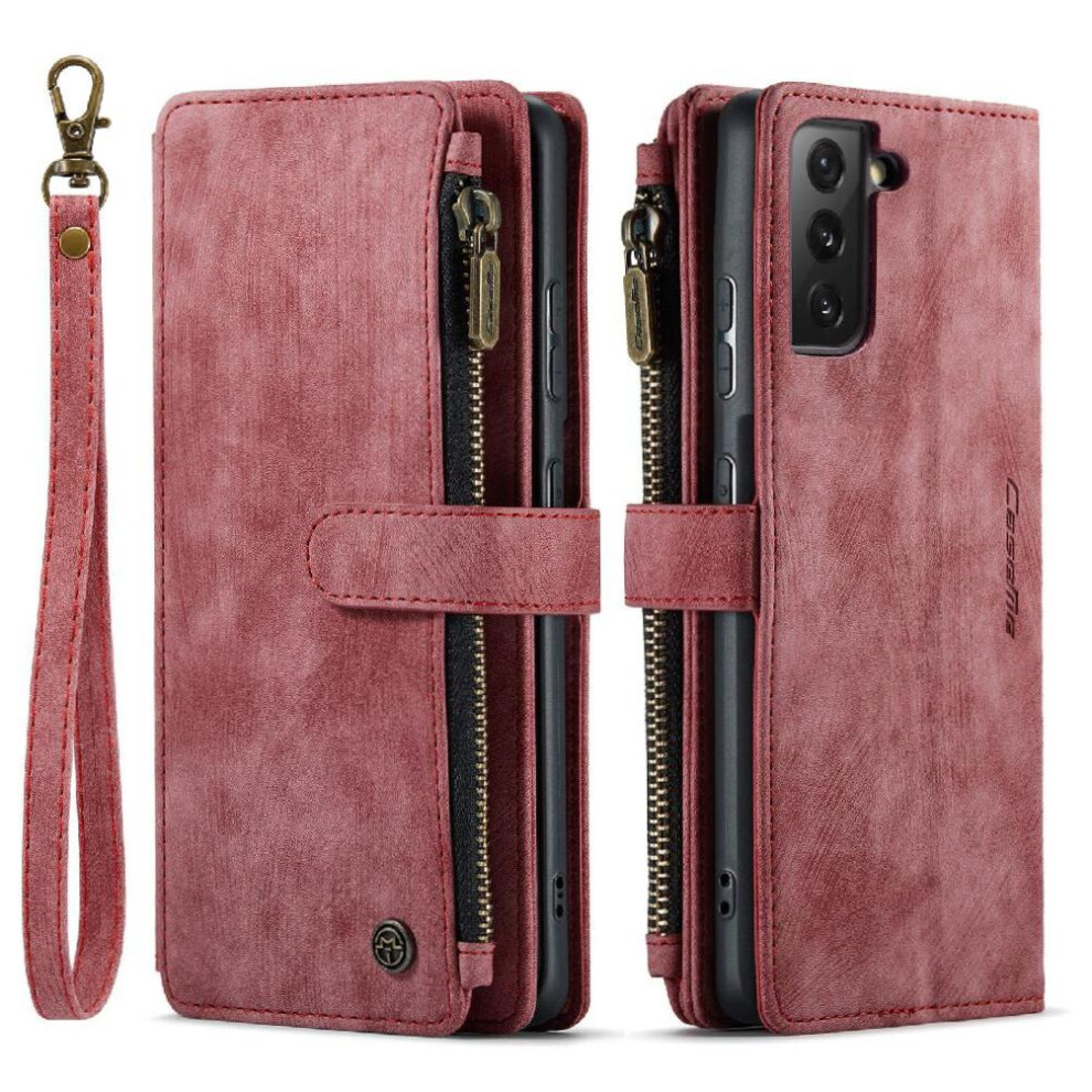 (Red) Flip Case For Samsung Galaxy S21 Fe 5G Drivers License Card Slots With Card Holder Drivers License Card Slots Red 764549469451