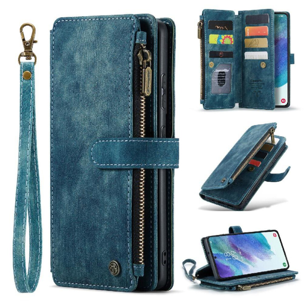 (Blue) Flip Case For Samsung Galaxy S21 Fe 5G Drivers License Card Slots With Card Holder Drivers License Card Slots Blue 764549469482