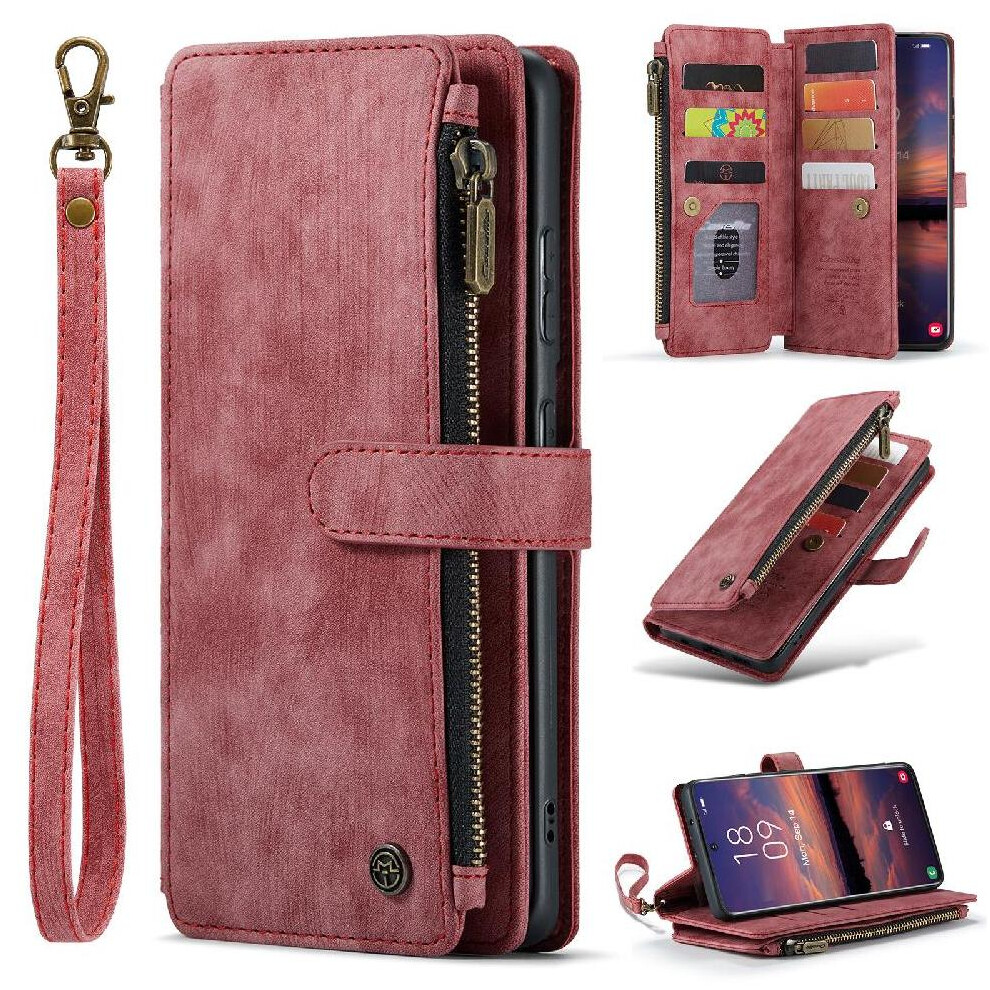 (Red) Flip Case For Samsung Galaxy S22 5G With Card Holder Drivers License Card Slots Drivers License Card Slots Red 764549469536
