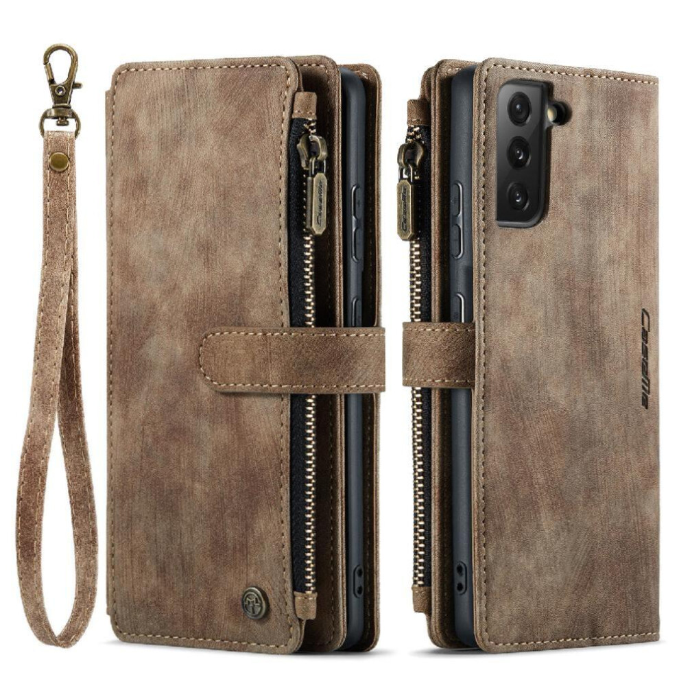 (Brown) Flip Case For Samsung Galaxy S22 5G With Card Holder Drivers License Card Slots Drivers License Card Slots Brown 764549469543