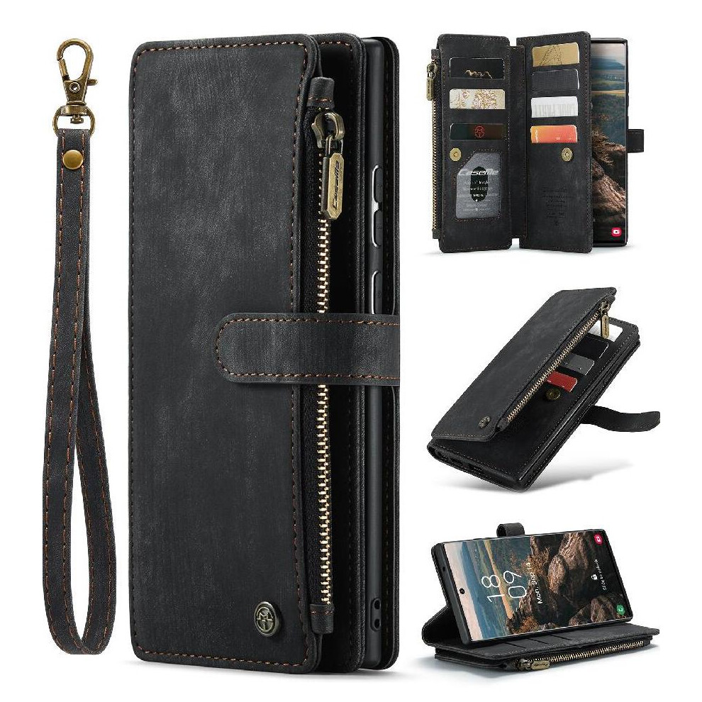 (Black) Flip Case For Samsung Galaxy S22 Ultra 5G Drivers License Card Slots Drivers License Card Slots With Card Holder Black 764549469673