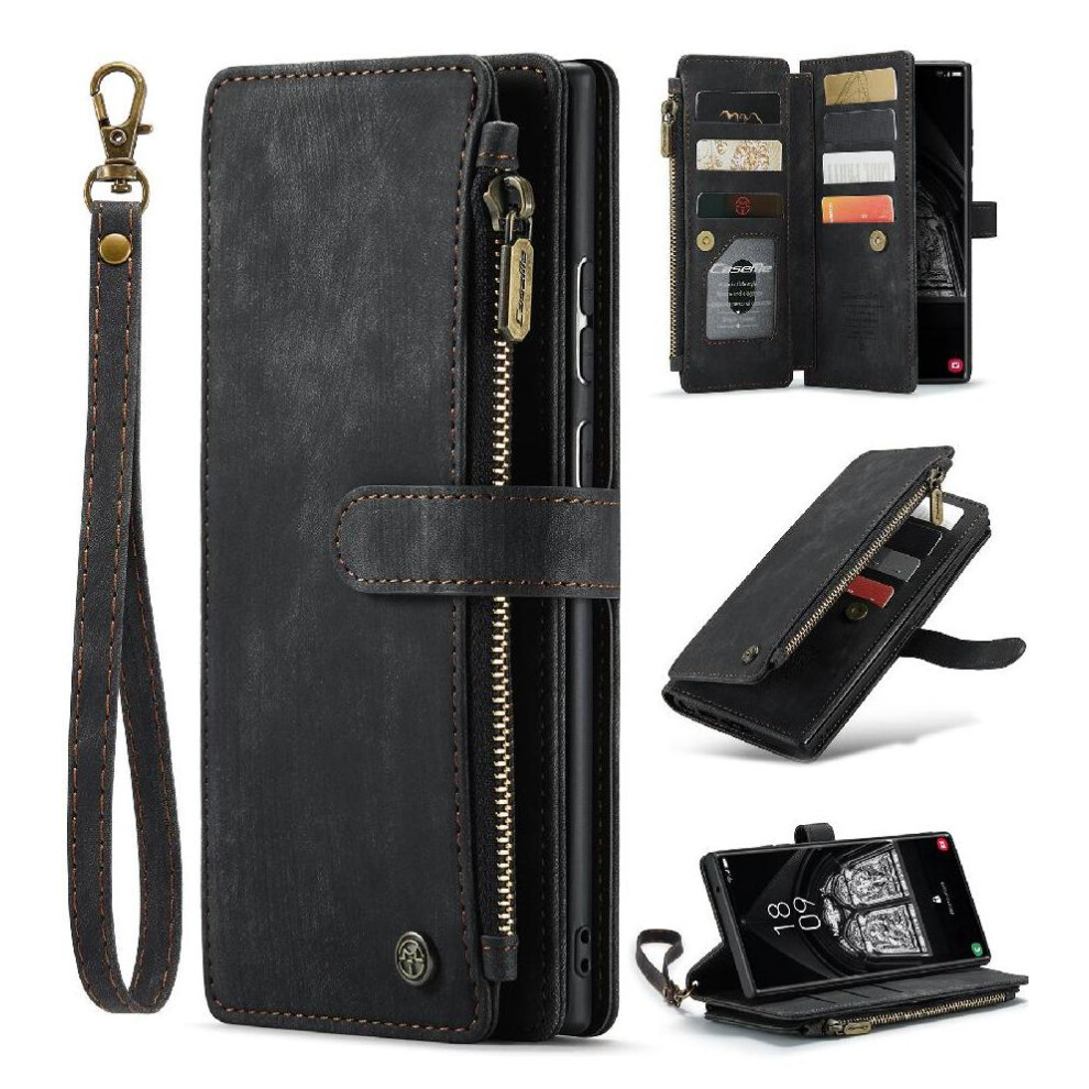 (Black) Flip Case For Samsung Galaxy S23 Ultra 5G Drivers License Card Slots With Card Holder Drivers License Card Slots Black 764549469710