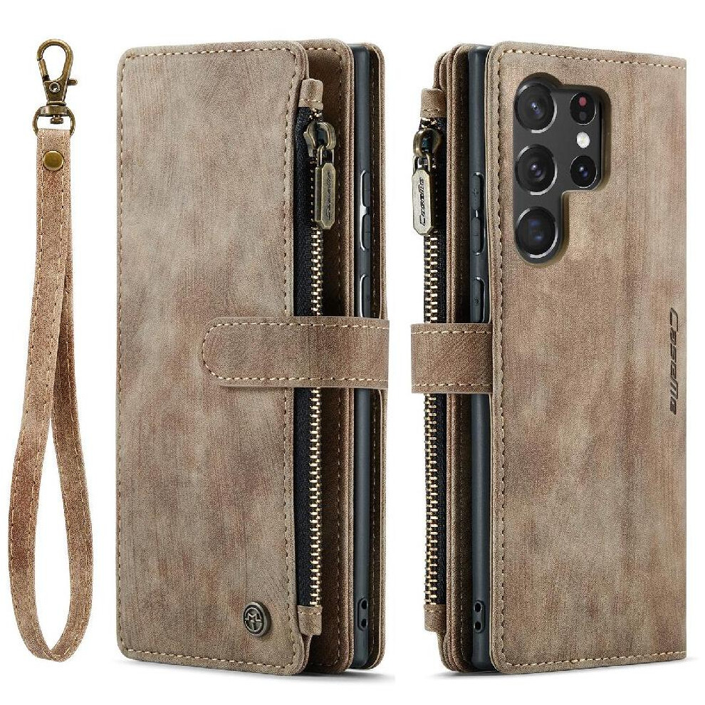 (Brown) Flip Case For Samsung Galaxy S23 Ultra 5G Drivers License Card Slots With Card Holder Drivers License Card Slots Brown 764549469703