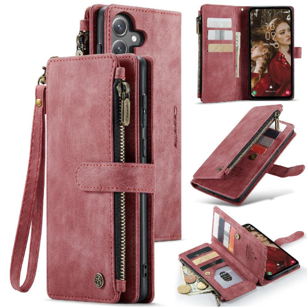 (Red) Flip Case For Samsung Galaxy S23 Fe 5G Drivers License Card Slots Drivers License Card Slots With Card Holder Red 764549469734