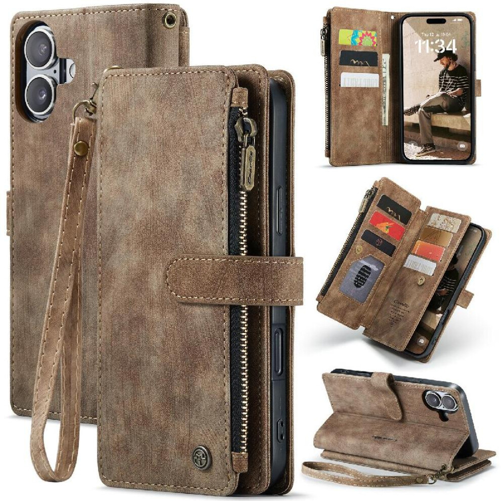 (Brown) Flip Case For Iphone 16Plus Drivers License Card Slots Drivers License Card Slots With Card Holder Brown 764549470037