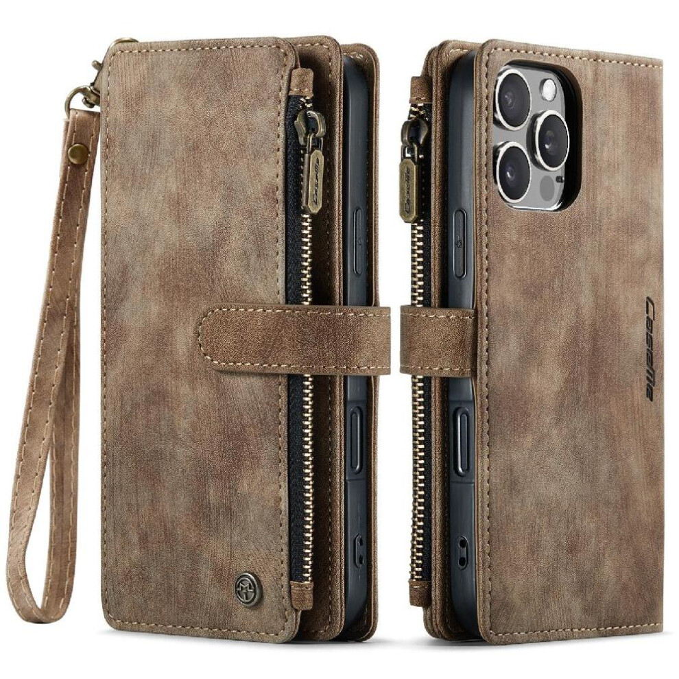 (Brown) Flip Case For Iphone 16Pro Drivers License Card Slots With Card Holder Drivers License Card Slots Brown 764549470075