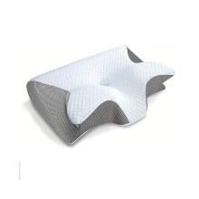 (Light Gray) Butterfly Sleep Memory Neck Pillow Slow Rebound Comfortable Memory Foam Sleep Pillow Cervical Orthopedic Neck Massage Bed Pillow