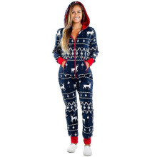 (2XL, Blue) Christmas Women Onesie 1 One-piece Pajamas Jumpsuit Sleepwear Pyjama TPB