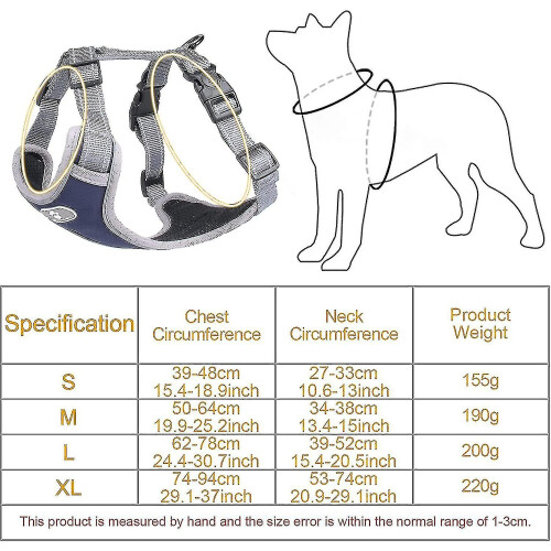 (Dark blue, S) No Pull Dog Harness,adjustable Breathable Dog Harness Fully Reflective Harness For Small Dog Medium Large 2